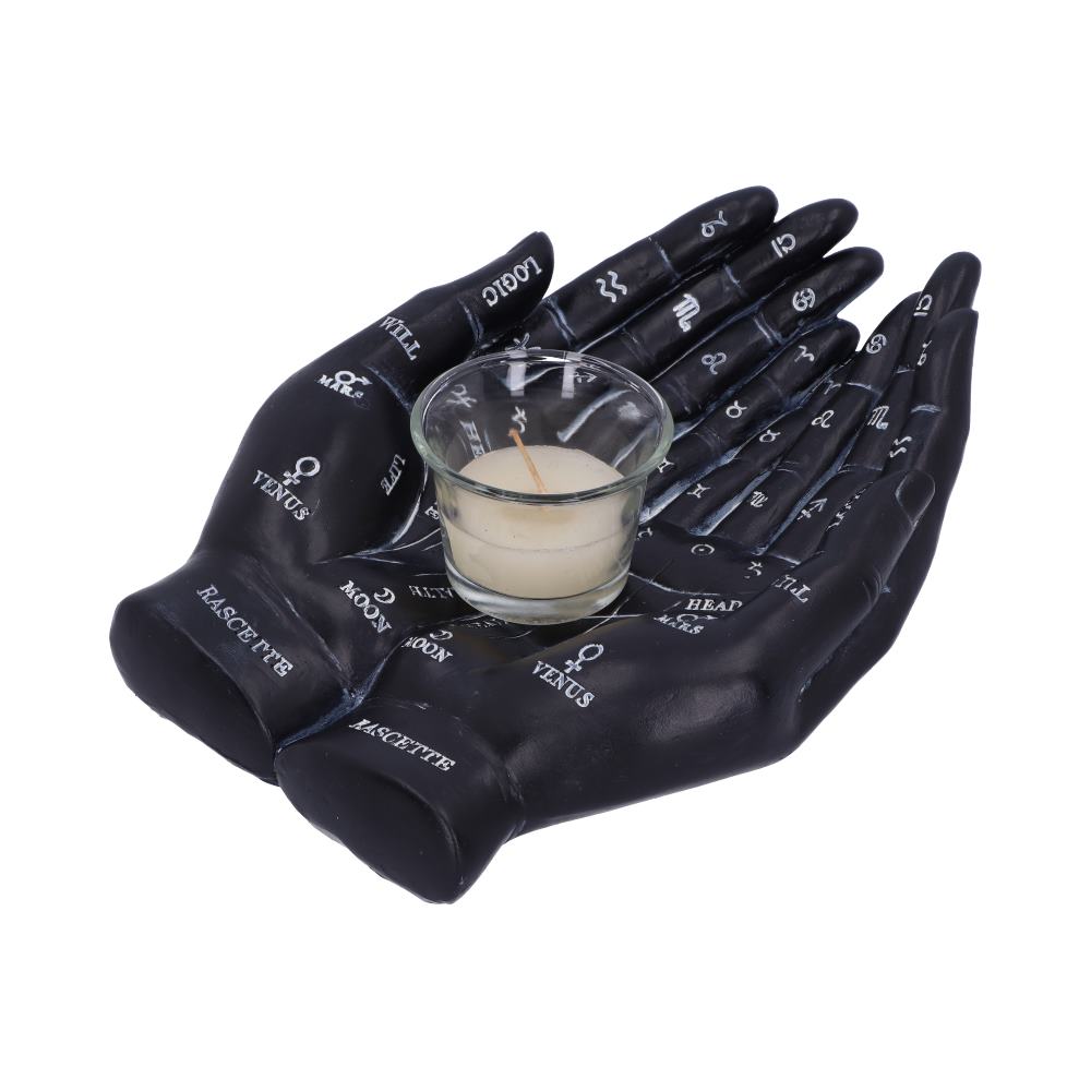 Palmist’s Guide Black Chiromancy Hands Candle Holder: 3 - Candles & Holders By Gift Moments