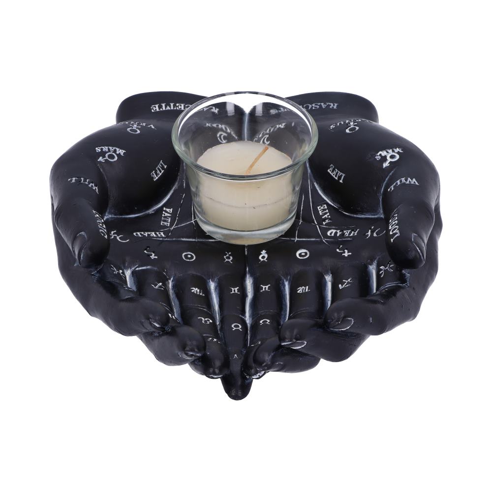 Palmist’s Guide Black Chiromancy Hands Candle Holder: 4 - Candles & Holders By Gift Moments
