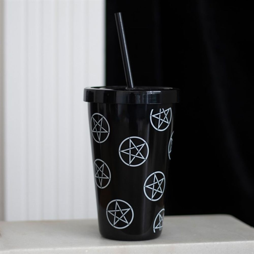 Pentagram Plastic Tumbler with Straw: 4 - By Gift Moments