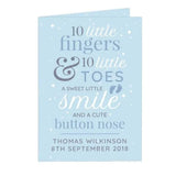 Personalised ’10 Little Fingers’ Blue Baby Card: 2 - Greeting Cards By Gift Moments