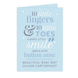 Personalised ’10 Little Fingers’ Blue Baby Card: 5 - Greeting Cards By Gift Moments