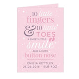 Personalised ’10 Little Fingers’ Pink Baby Card: 5 - Greeting Cards By Gift Moments