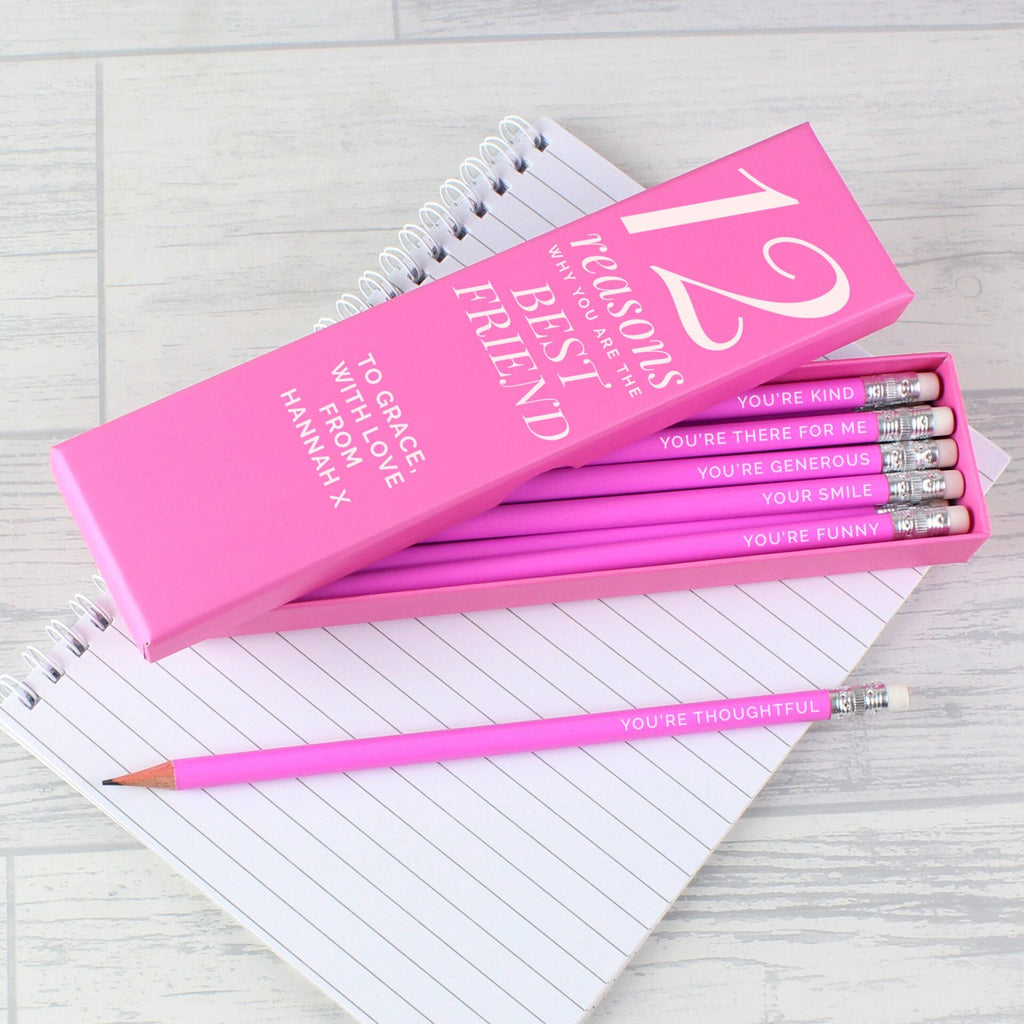 Personalised 12 Reasons Box and 12 Pink HB Pencils - Shop Pens & Pencils At Gift Moments - 4