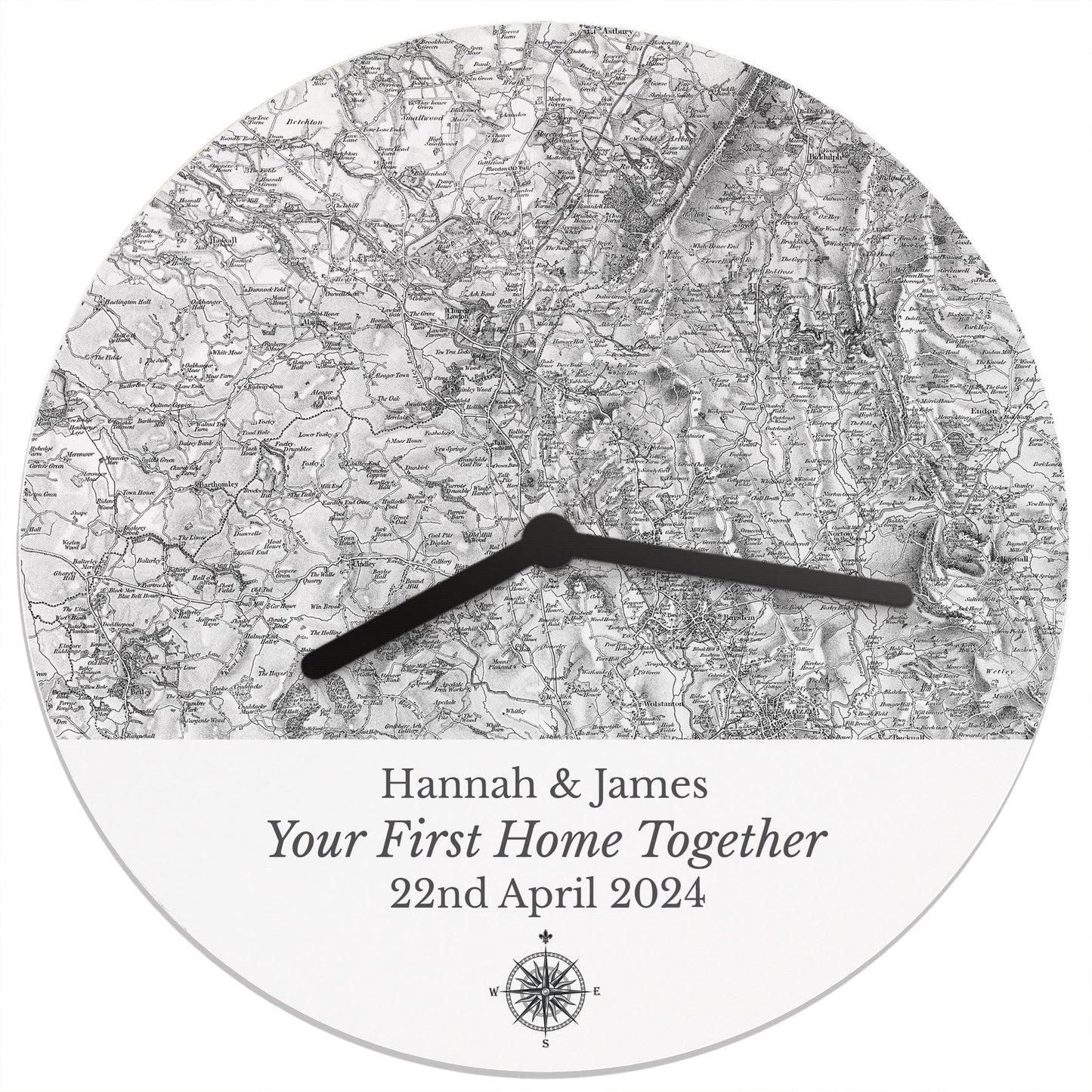 Personalised 1805 - 1874 Old Series Map Compass Wall Clock: 5 - Clocks By Gift Moments