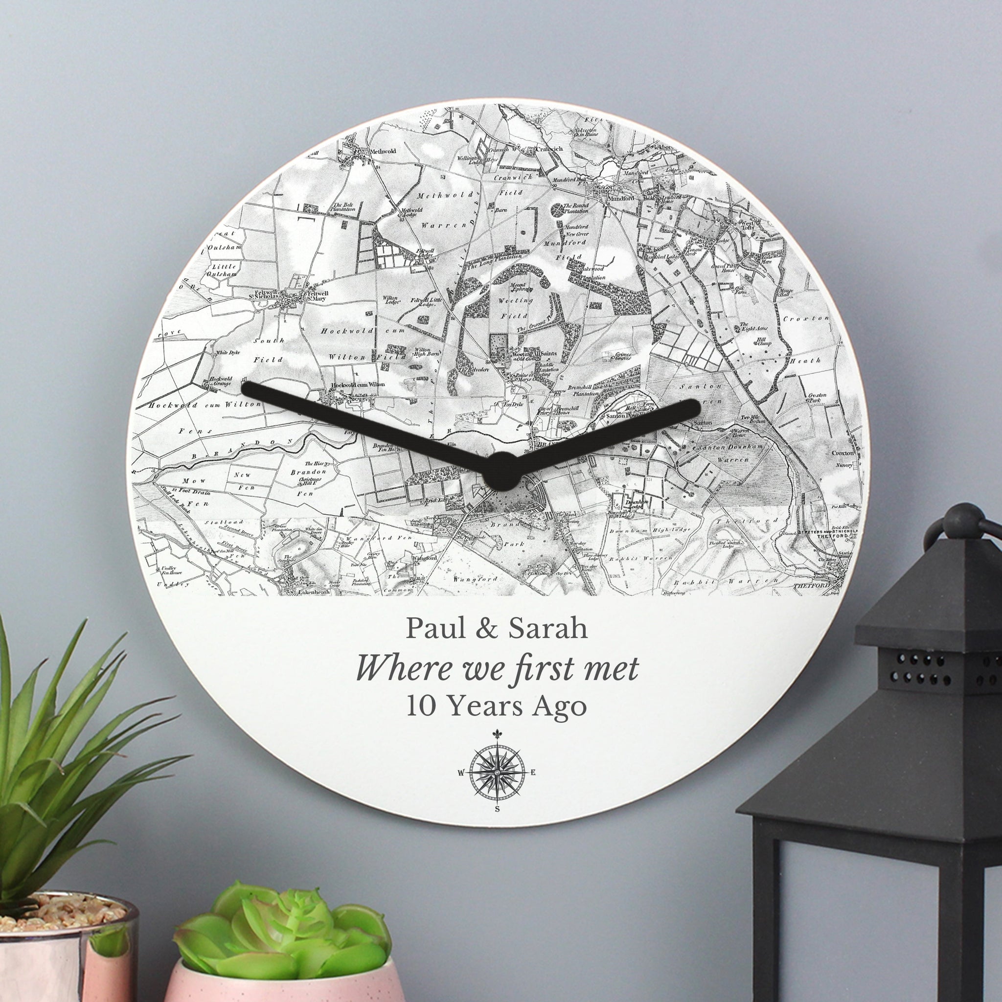 Personalised 1805 - 1874 Old Series Map Compass Wall Clock: 4 - Clocks By Gift Moments