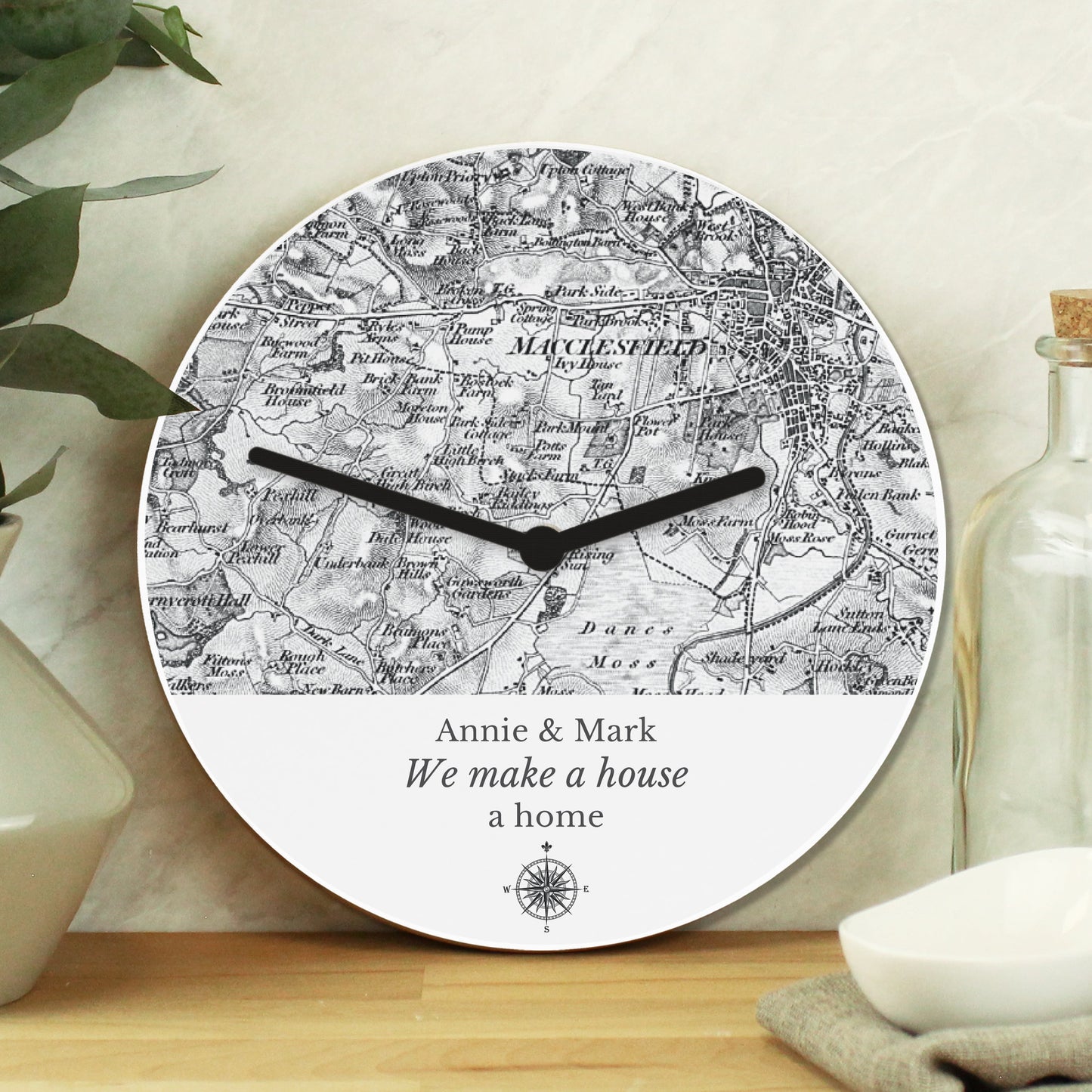 Personalised 1805 - 1874 Old Series Map Compass Wall Clock: 3 - Clocks By Gift Moments
