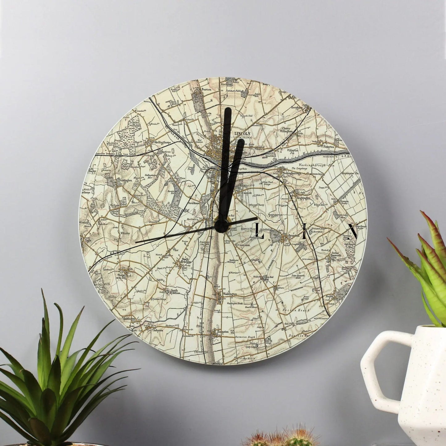 Personalised 1896 - 1904 Revised Glass Map Clock: 2 - Clocks By Gift Moments
