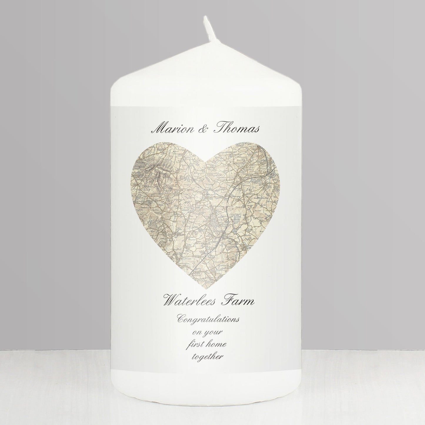 Personalised 1896 - 1904 Revised New Heart Map Pillar Candle: 1 - Candles By Gift Moments
