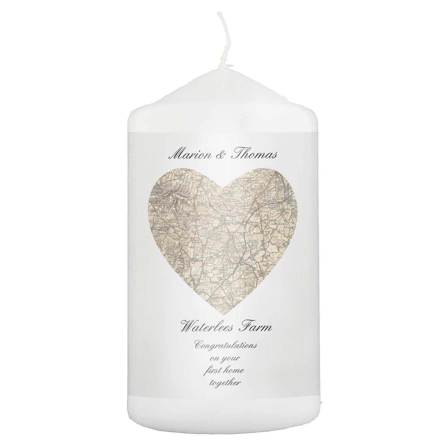 Personalised 1896 - 1904 Revised New Heart Map Pillar Candle: 2 - Candles By Gift Moments