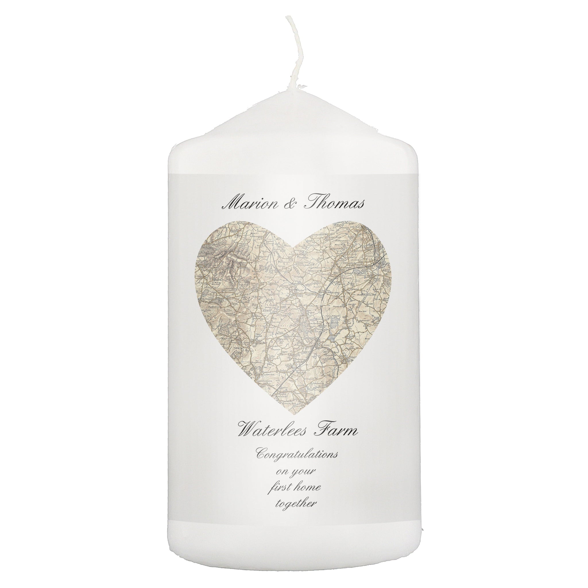 Personalised 1896 - 1904 Revised New Heart Map Pillar Candle: 2 - Candles By Gift Moments