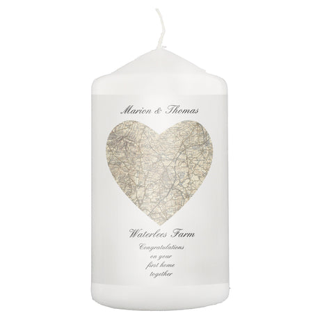 Personalised 1896 - 1904 Revised New Heart Map Pillar Candle: 2 - Candles By Gift Moments