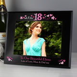 Personalised 18th Birthday Black Glass 5x7 Frame: 1 - Photo Frames By Gift Moments