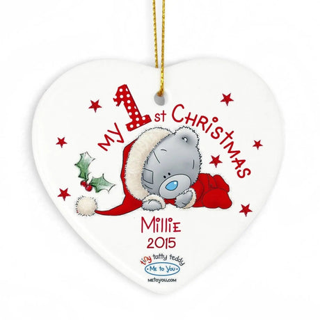Personalised Me to You My 1st Christmas Ceramic Heart Decoration: 2 - Christmas Decorations