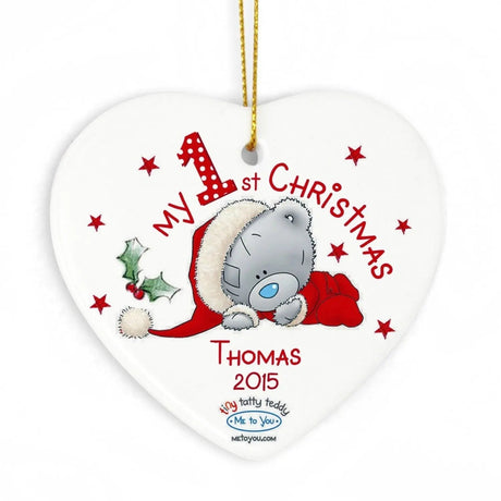 Personalised Me to You My 1st Christmas Ceramic Heart Decoration: 3 - Christmas Decorations