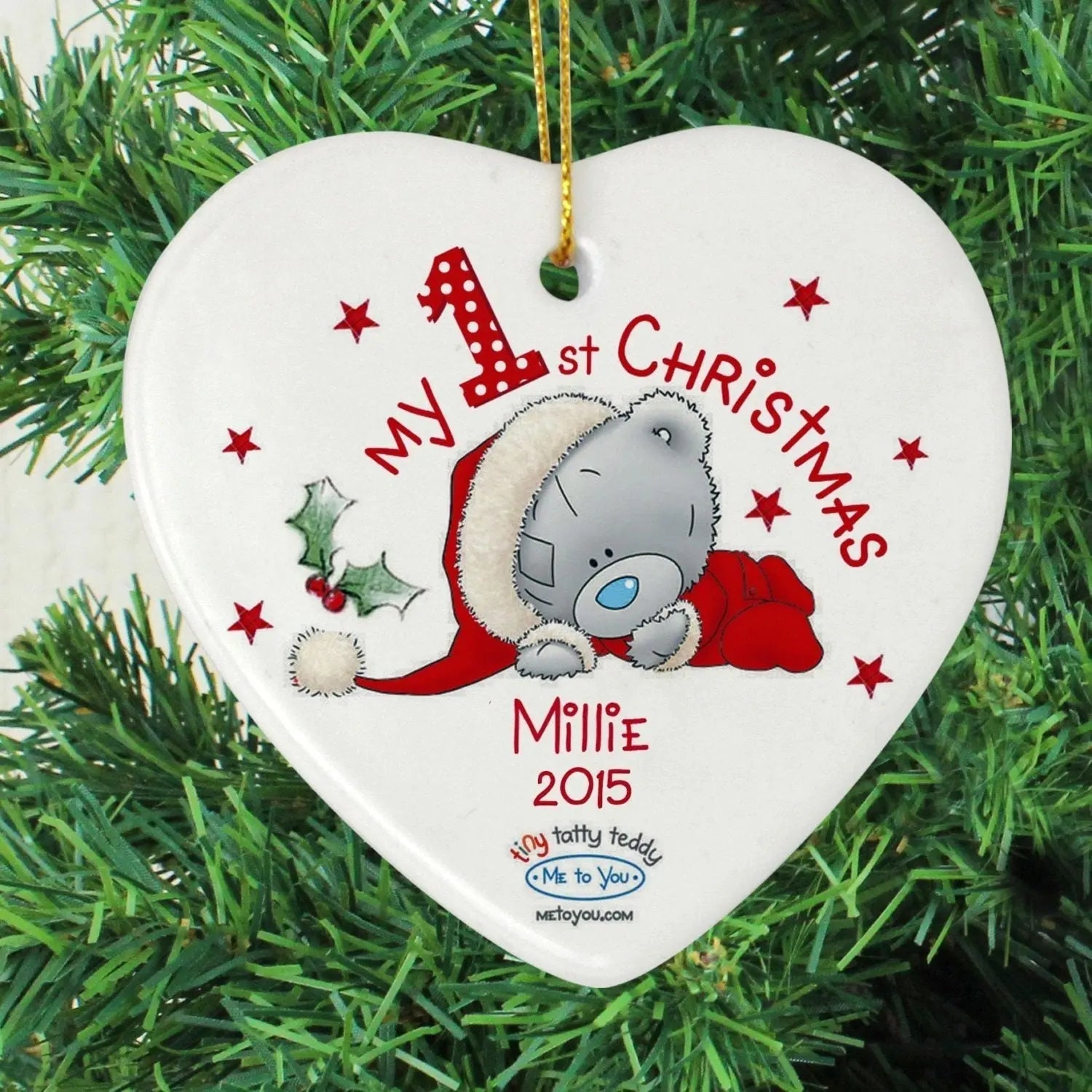 Personalised Me to You My 1st Christmas Ceramic Heart Decoration: 1 - Christmas Decorations