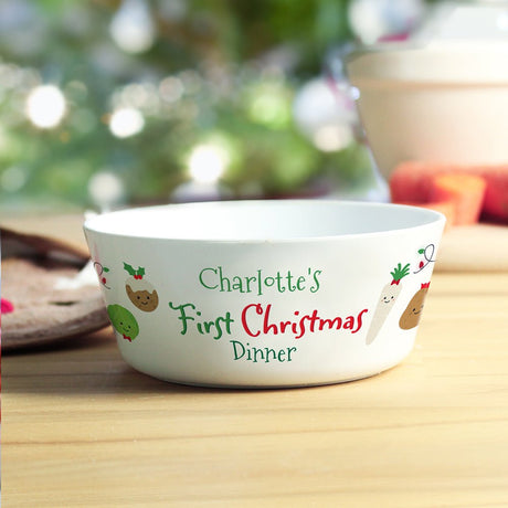 Personalised 1st Christmas Dinner Plastic Bowl: 3 - Tableware By Gift Moments