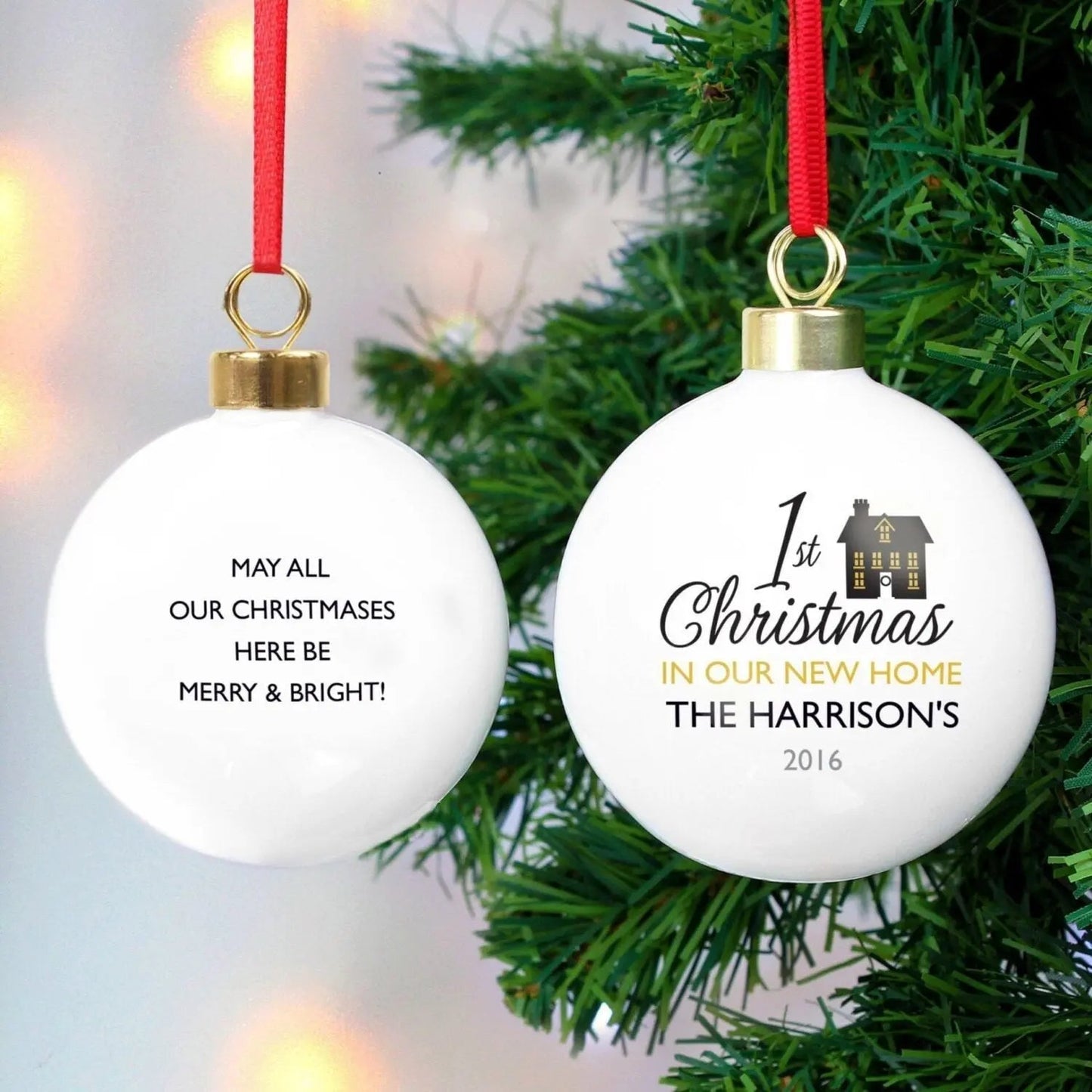 Personalised 1st Christmas in Our New Home Bauble: 2 - Christmas Baubles By Gift Moments
