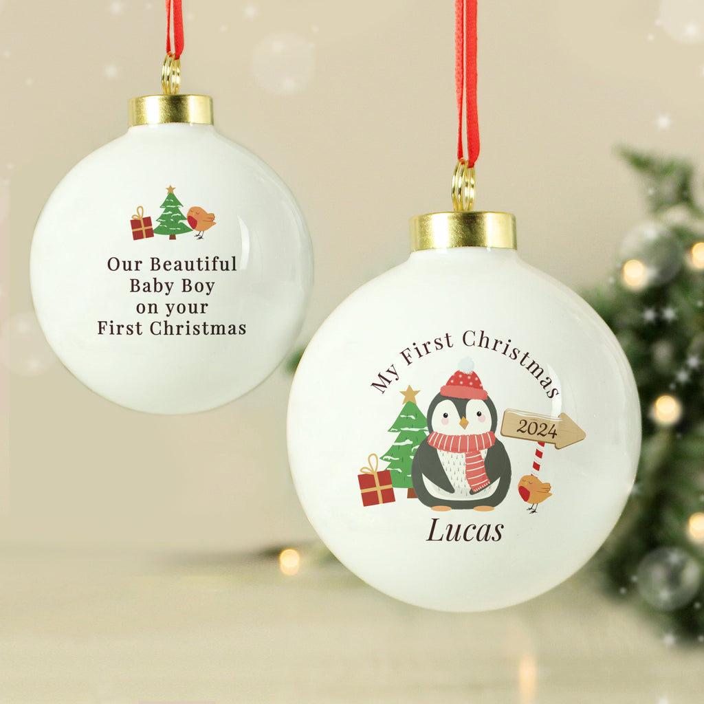 Personalised My 1st Christmas Penguin Bauble - Shop Christmas Baubles At Gift Moments - 3