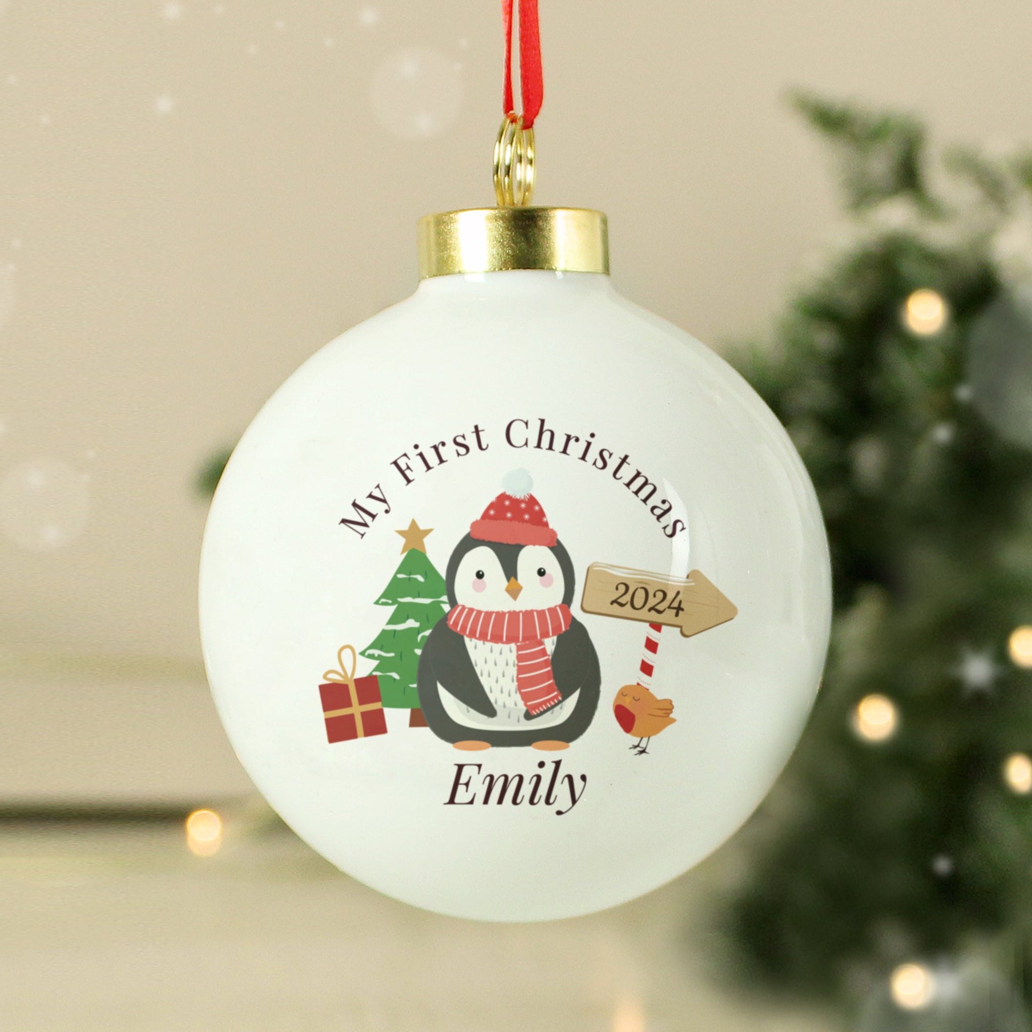 Personalised My 1st Christmas Penguin Bauble: 4 - Christmas Baubles By Gift Moments