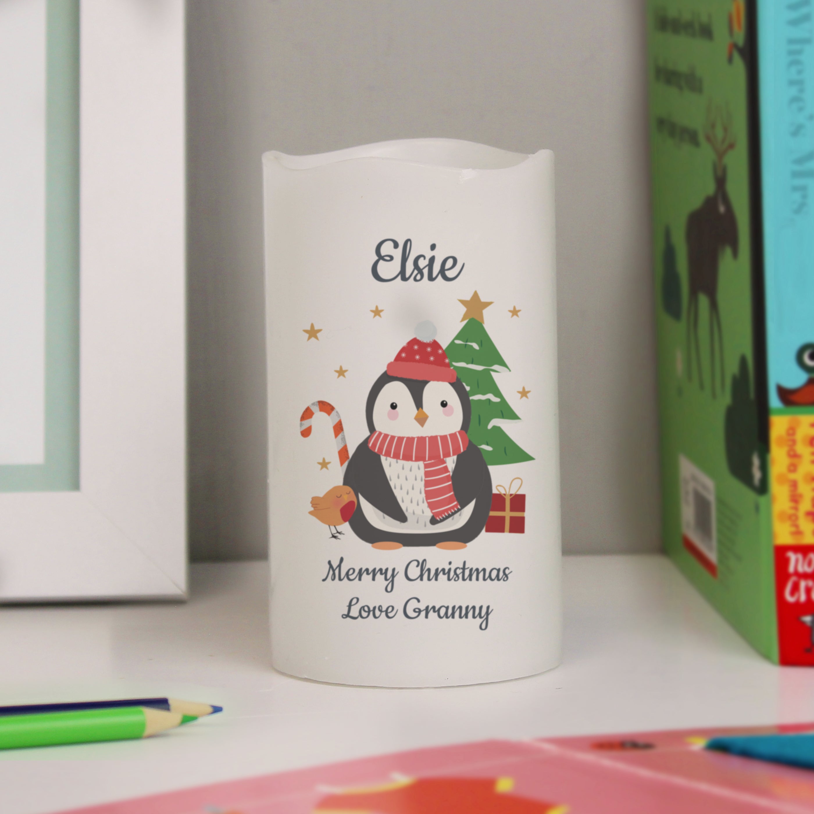 Personalised 1st Christmas Penguin LED Candle - Shop LED Lighting At Gift Moments - 4