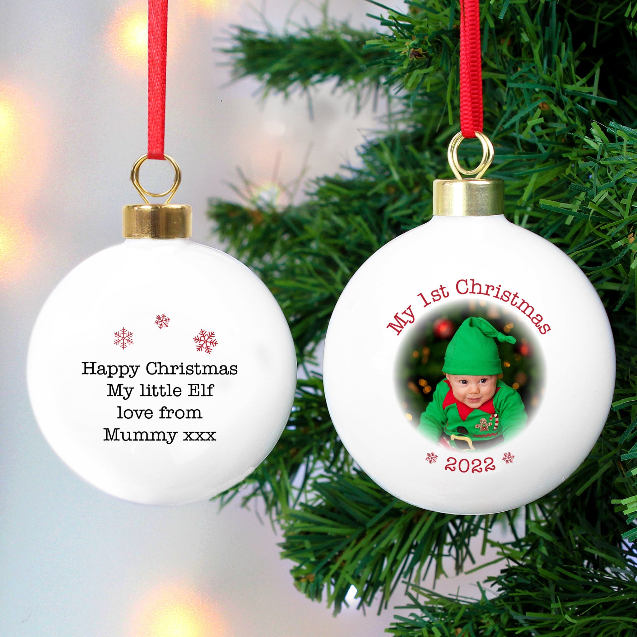 Personalised 1st Christmas Photo Upload Bauble: 3 - Christmas Baubles By Gift Moments