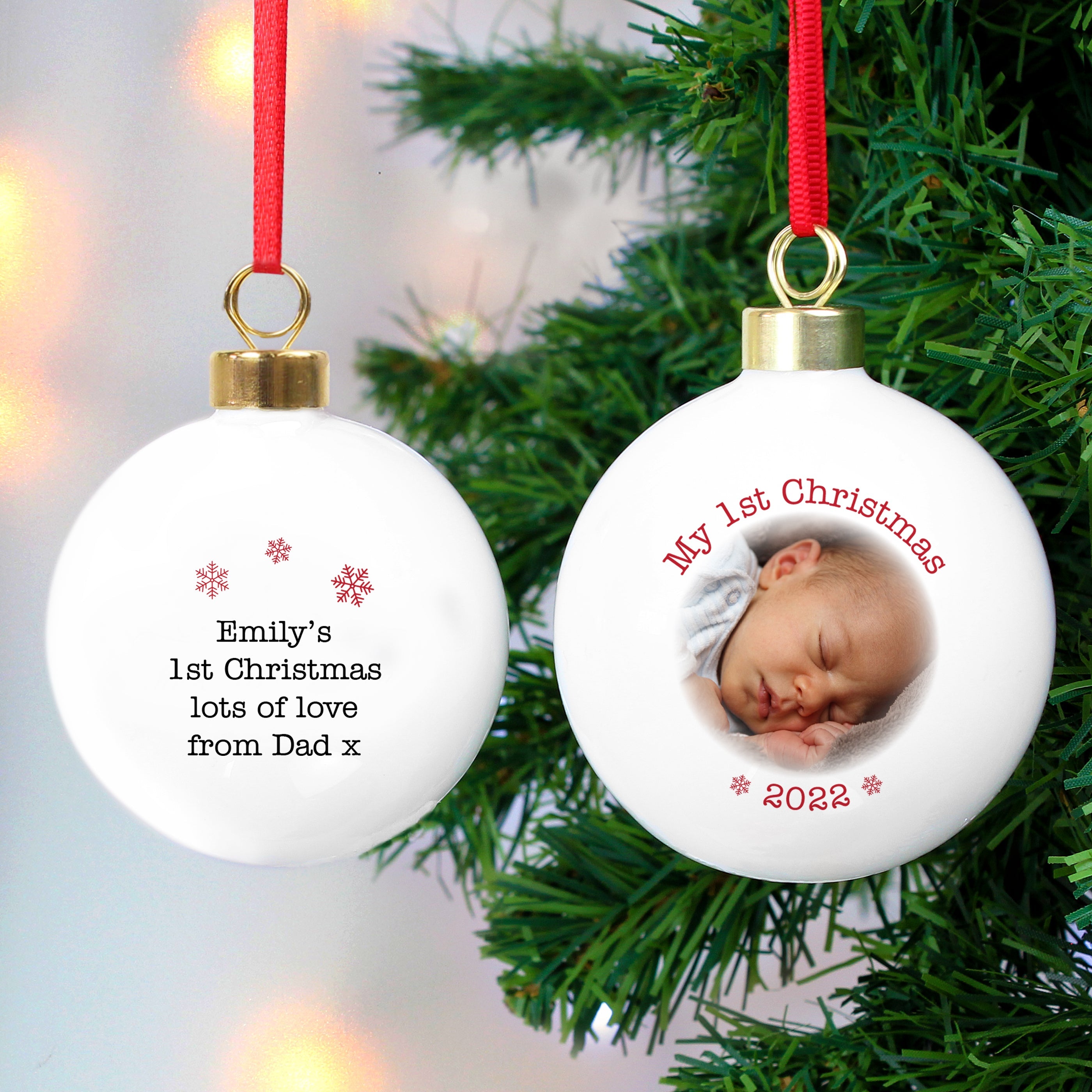 Personalised 1st Christmas Photo Upload Bauble - Shop Christmas Baubles At Gift Moments - 1