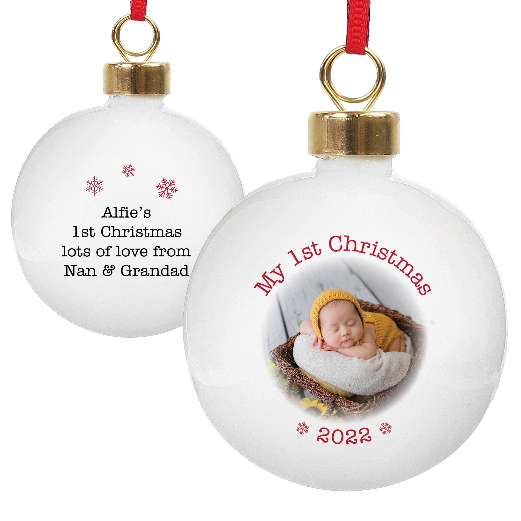 Personalised 1st Christmas Photo Upload Bauble: 4 - Christmas Baubles By Gift Moments