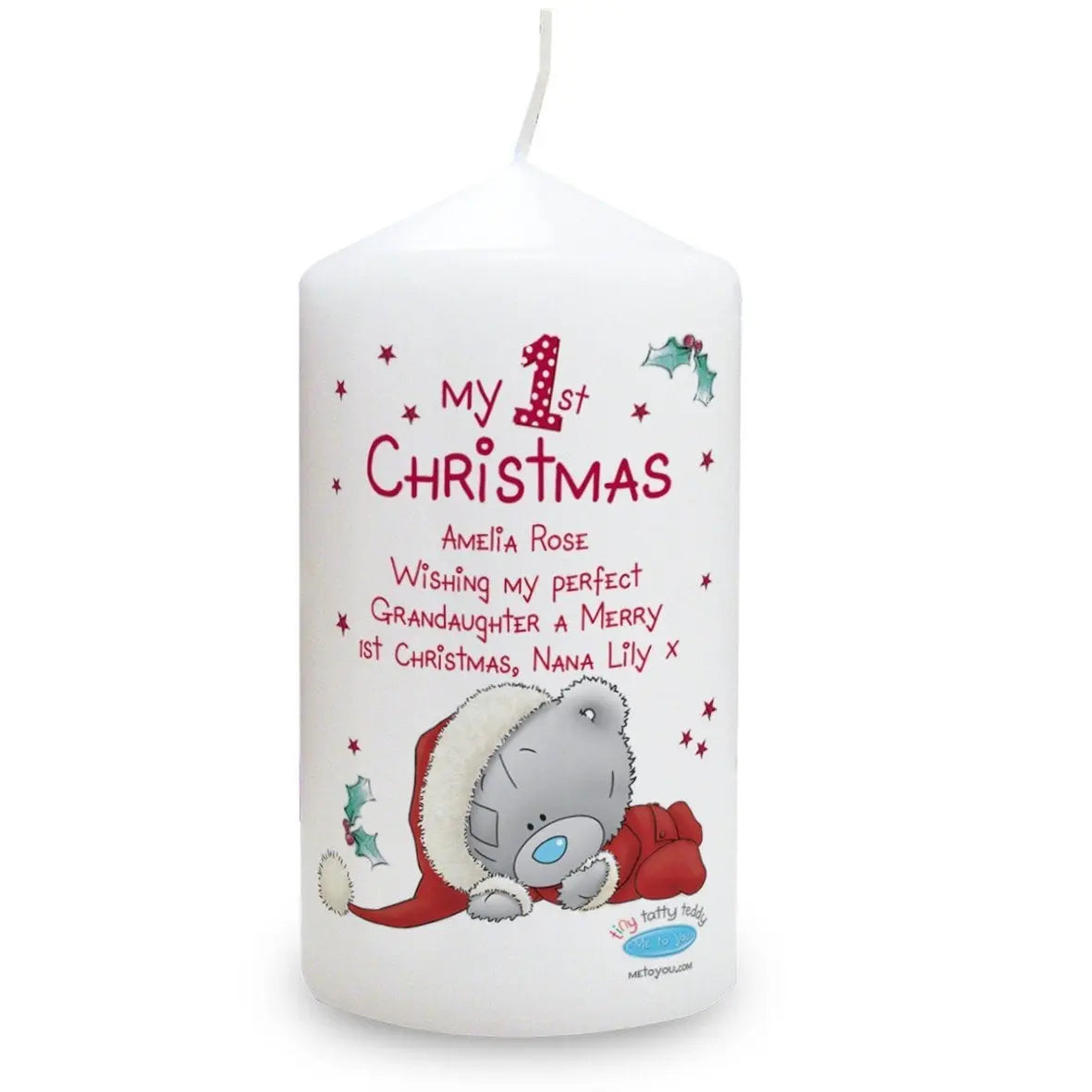 Personalised Me To You My 1st Christmas Pillar Candle - Shop Candles At Gift Moments - 2