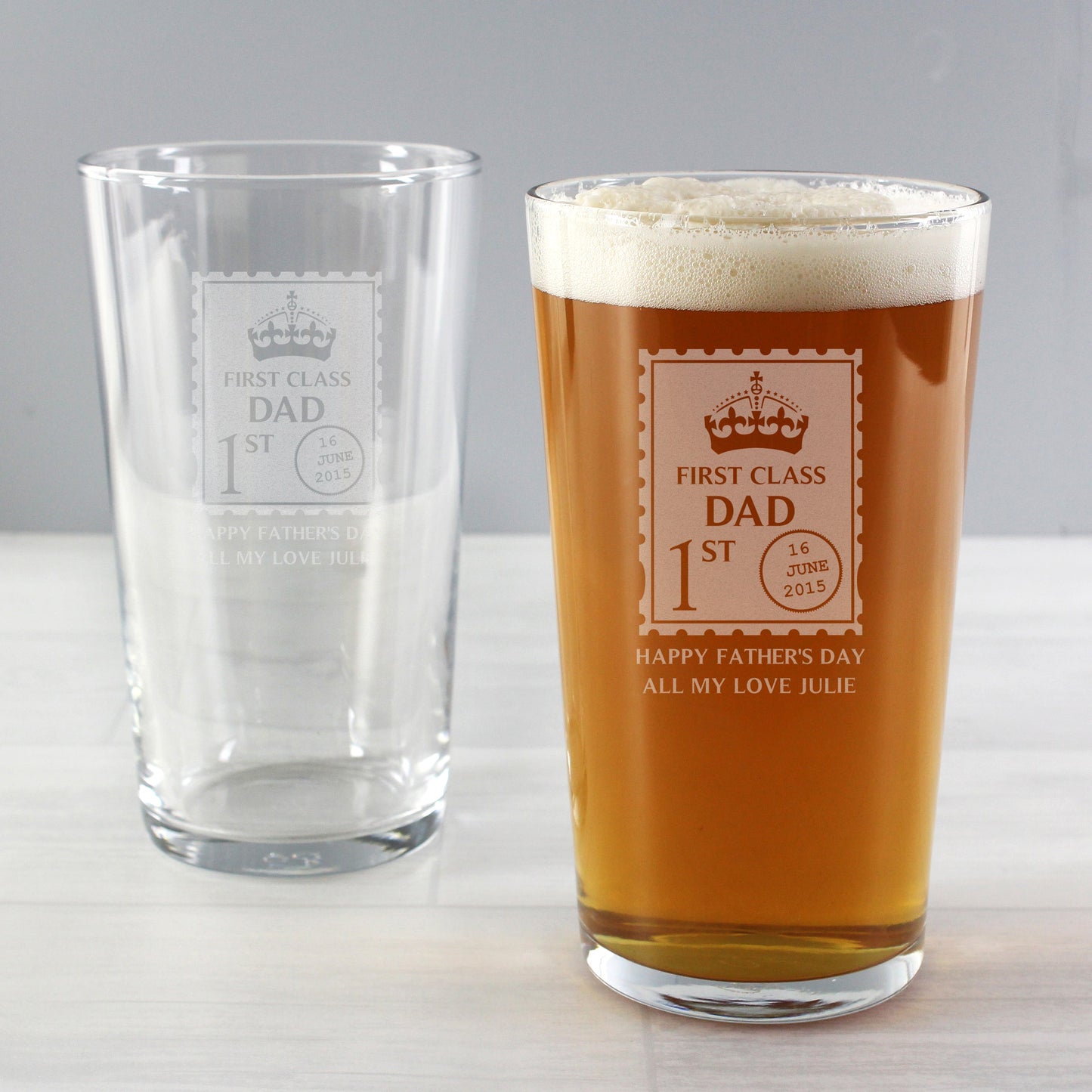 Personalised 1st Class Pint Glass: 4 - Beer Glasses By Gift Moments