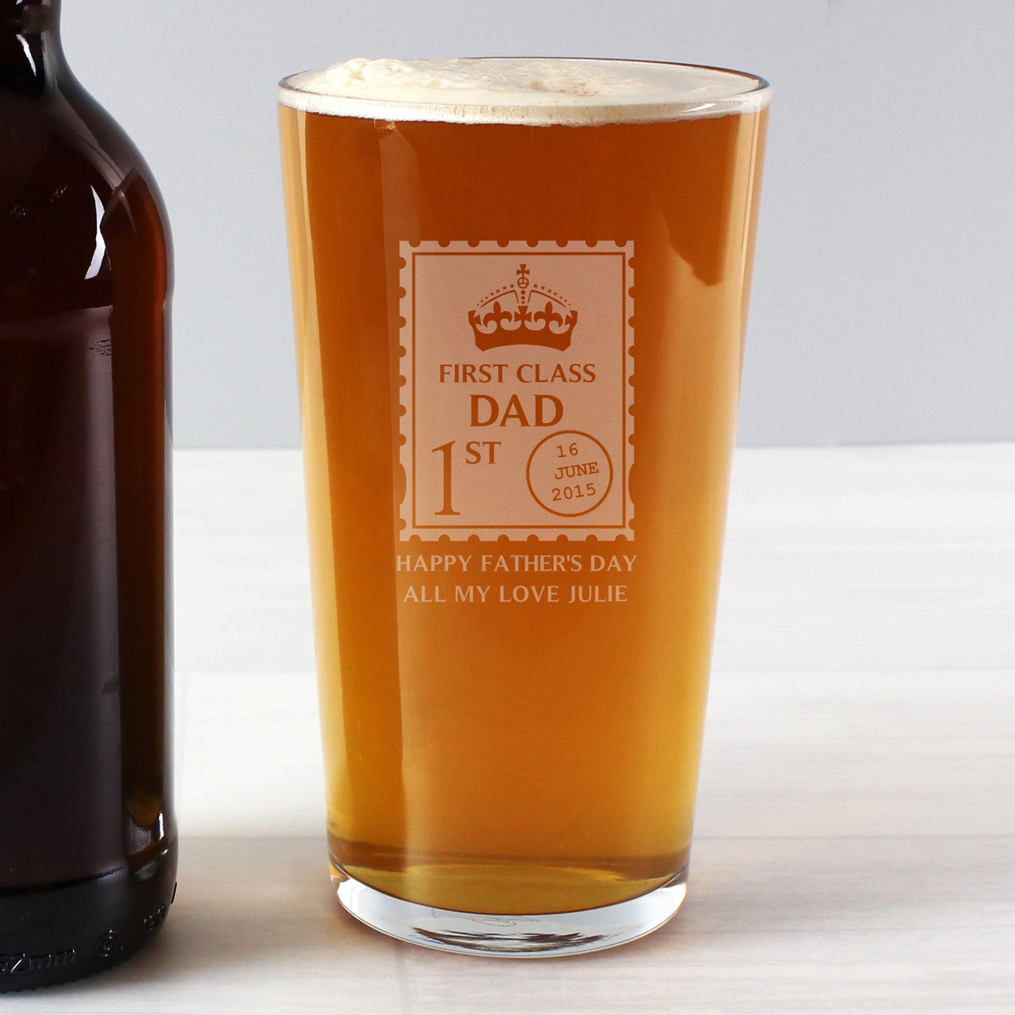 Personalised 1st Class Pint Glass: 1 - Beer Glasses By Gift Moments