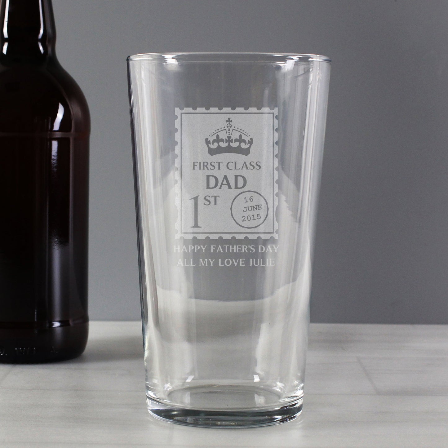 Personalised 1st Class Pint Glass: 3 - Beer Glasses By Gift Moments