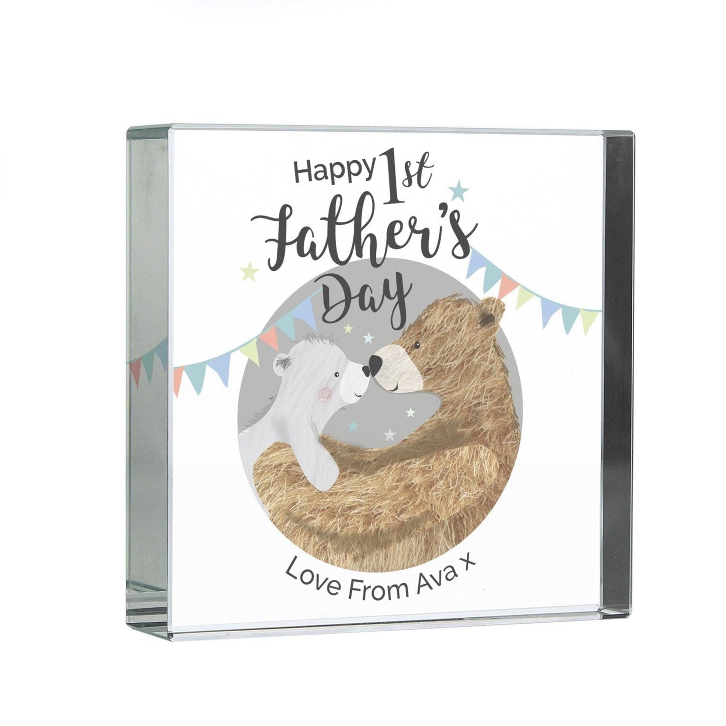 Personalised 1st Father’s Day Daddy Bear Crystal Token: 3 - Crystal Tokens By Gift Moments