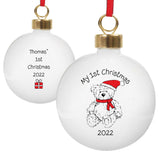 Personalised My 1st Xmas Teddy Bear Bauble: 4 - Christmas Baubles By Gift Moments
