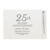 Personalised 25th Silver Anniversary Hardback Guest Book & Pen: 3 - Guest Books By Gift Moments