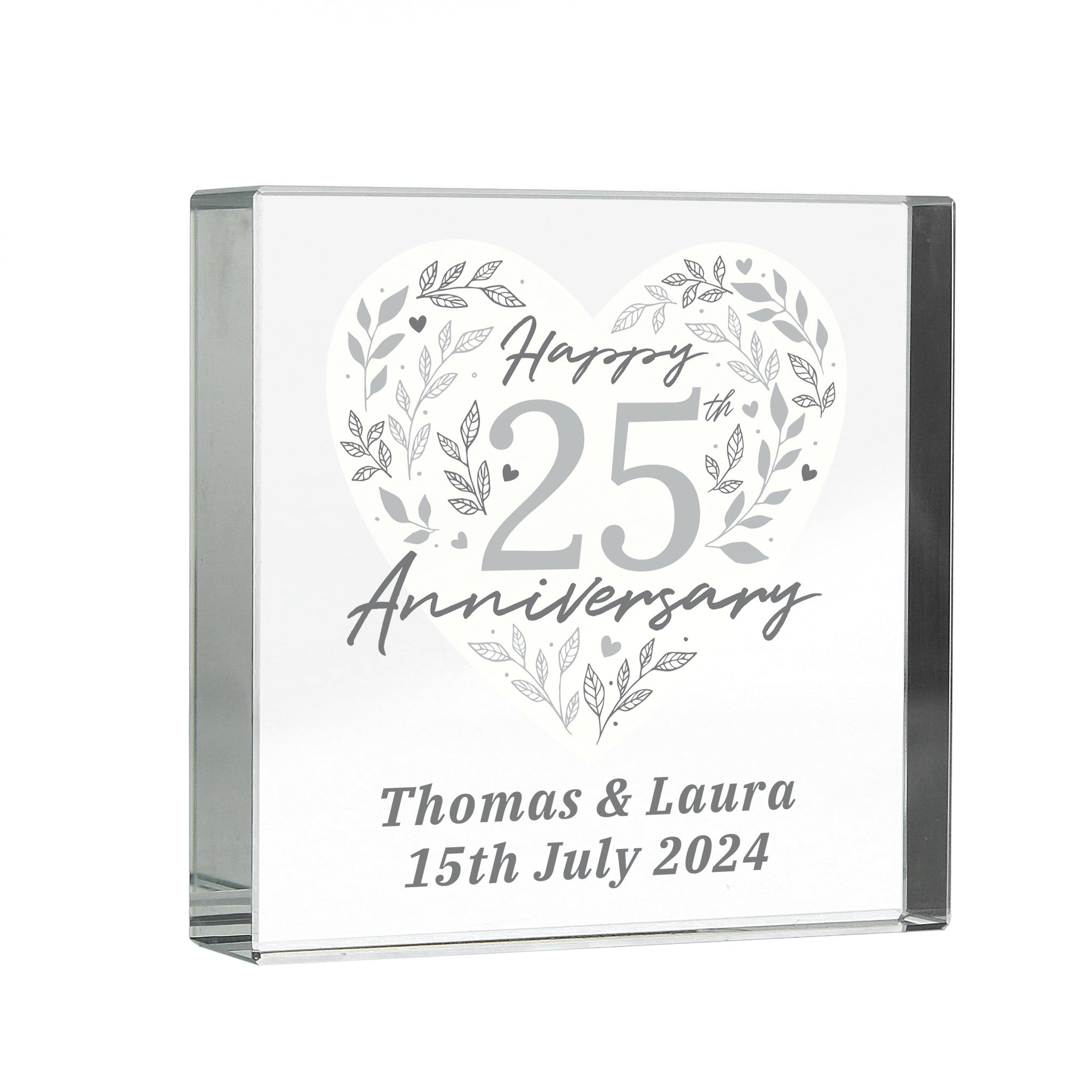 Personalised 25th Silver Wedding Anniversary Crystal Token: 5 - Crystal Tokens By Gift Moments