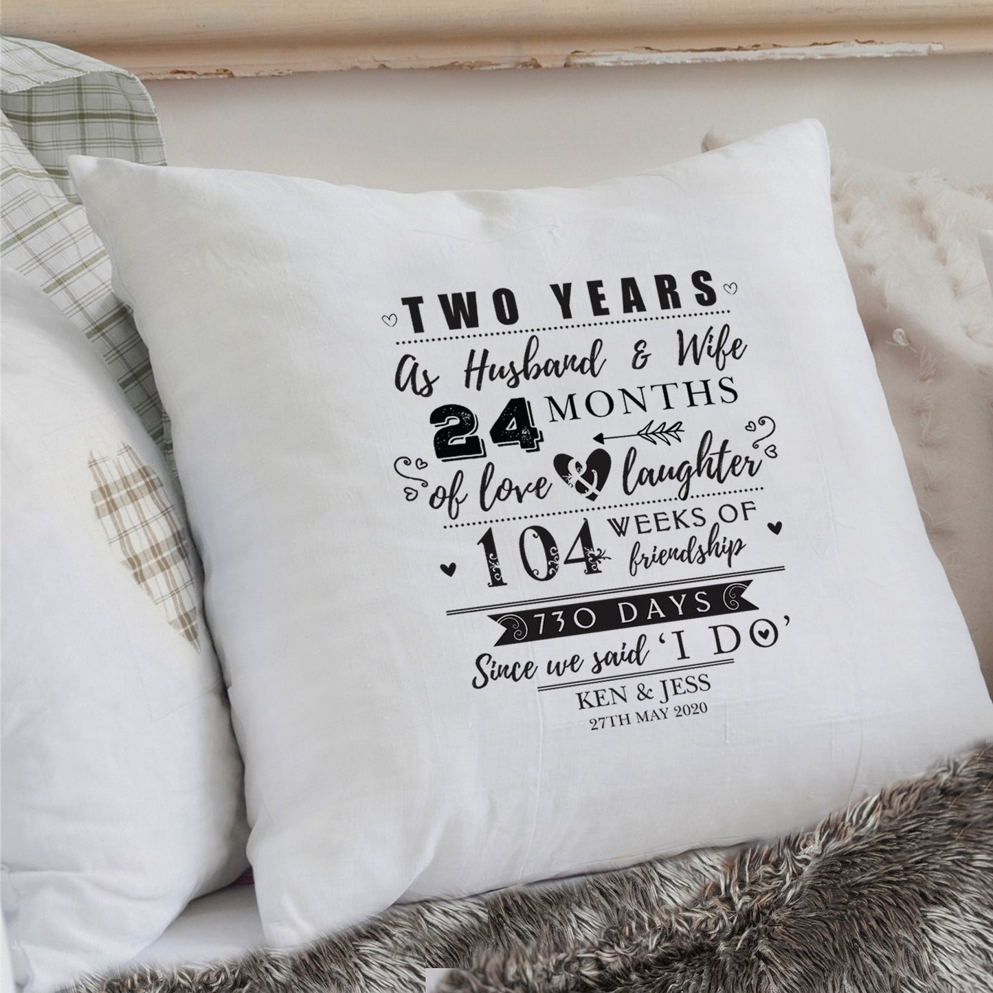 Personalised 2nd Anniversary Cushion: 3 - Cushions By Gift Moments
