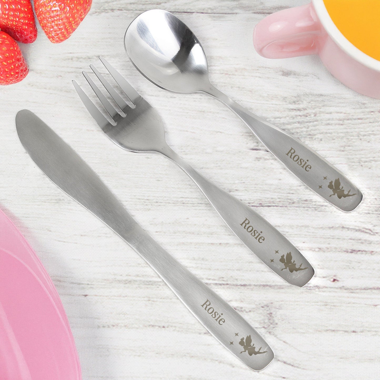 Personalised 3 Piece Children’s Cutlery Sets: 14 - Fairy - Cutlery Sets By Gift Moments