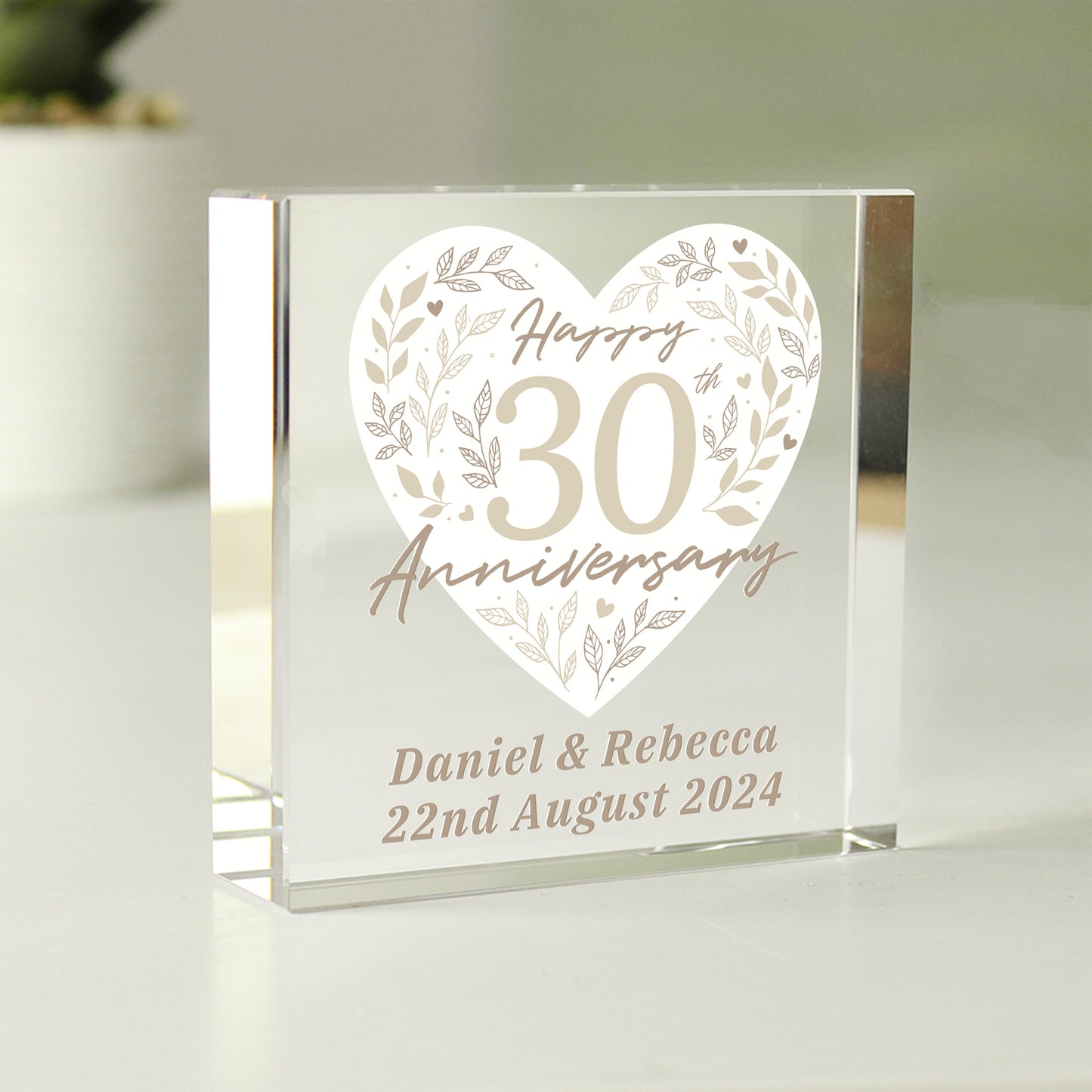 Personalised 30th Pearl Wedding Anniversary Crystal Token: 1 - Crystal Tokens By Gift Moments