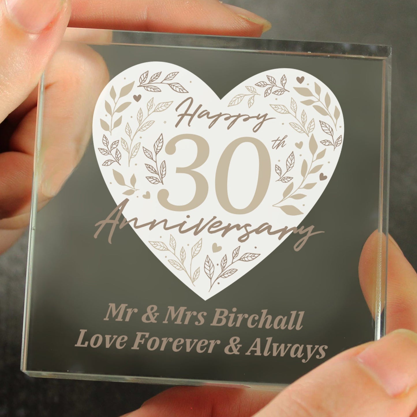 Personalised 30th Pearl Wedding Anniversary Crystal Token: 3 - Crystal Tokens By Gift Moments