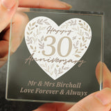 Personalised 30th Pearl Wedding Anniversary Crystal Token: 3 - Crystal Tokens By Gift Moments