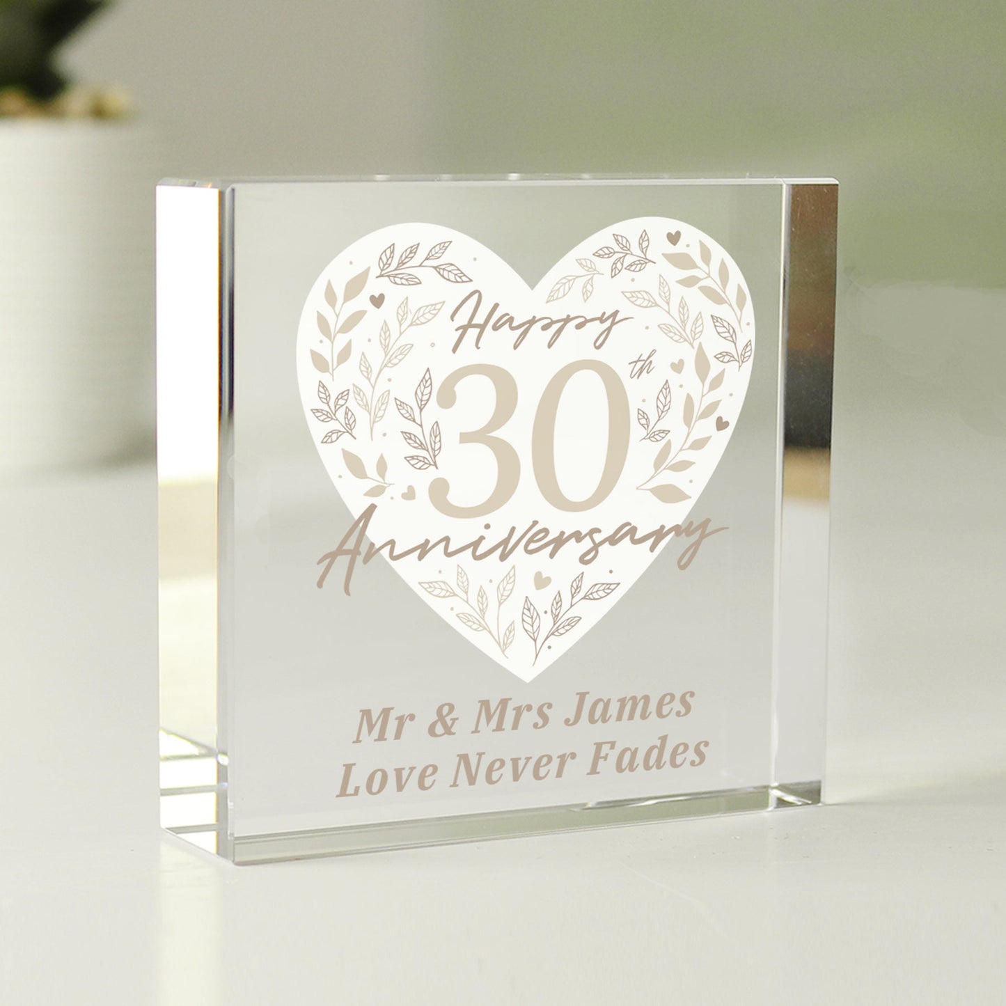 Personalised 30th Pearl Wedding Anniversary Crystal Token: 2 - Crystal Tokens By Gift Moments