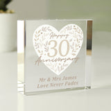 Personalised 30th Pearl Wedding Anniversary Crystal Token: 2 - Crystal Tokens By Gift Moments