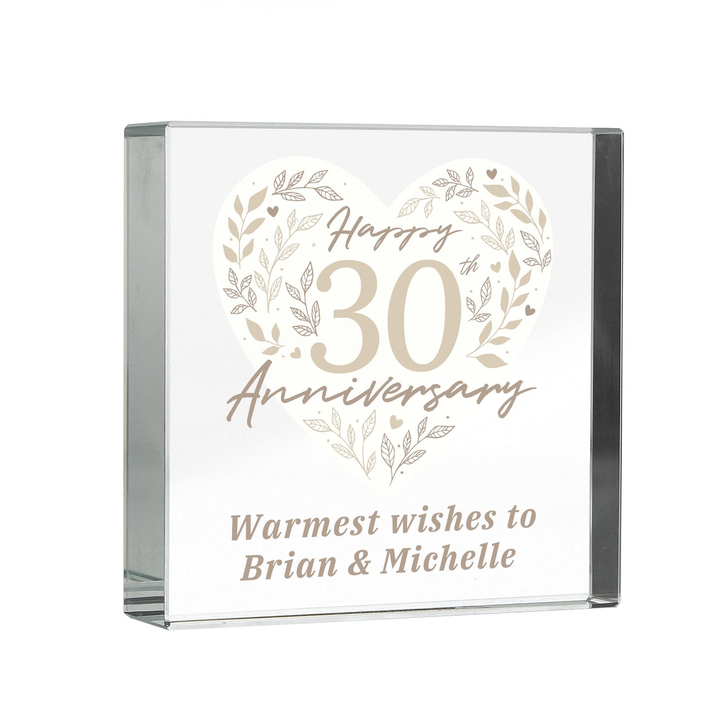 Personalised 30th Pearl Wedding Anniversary Crystal Token: 5 - Crystal Tokens By Gift Moments