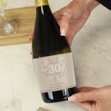 Personalised 30th Pearl Wedding Anniversary Prosecco: 2 - Alcohol By Gift Moments