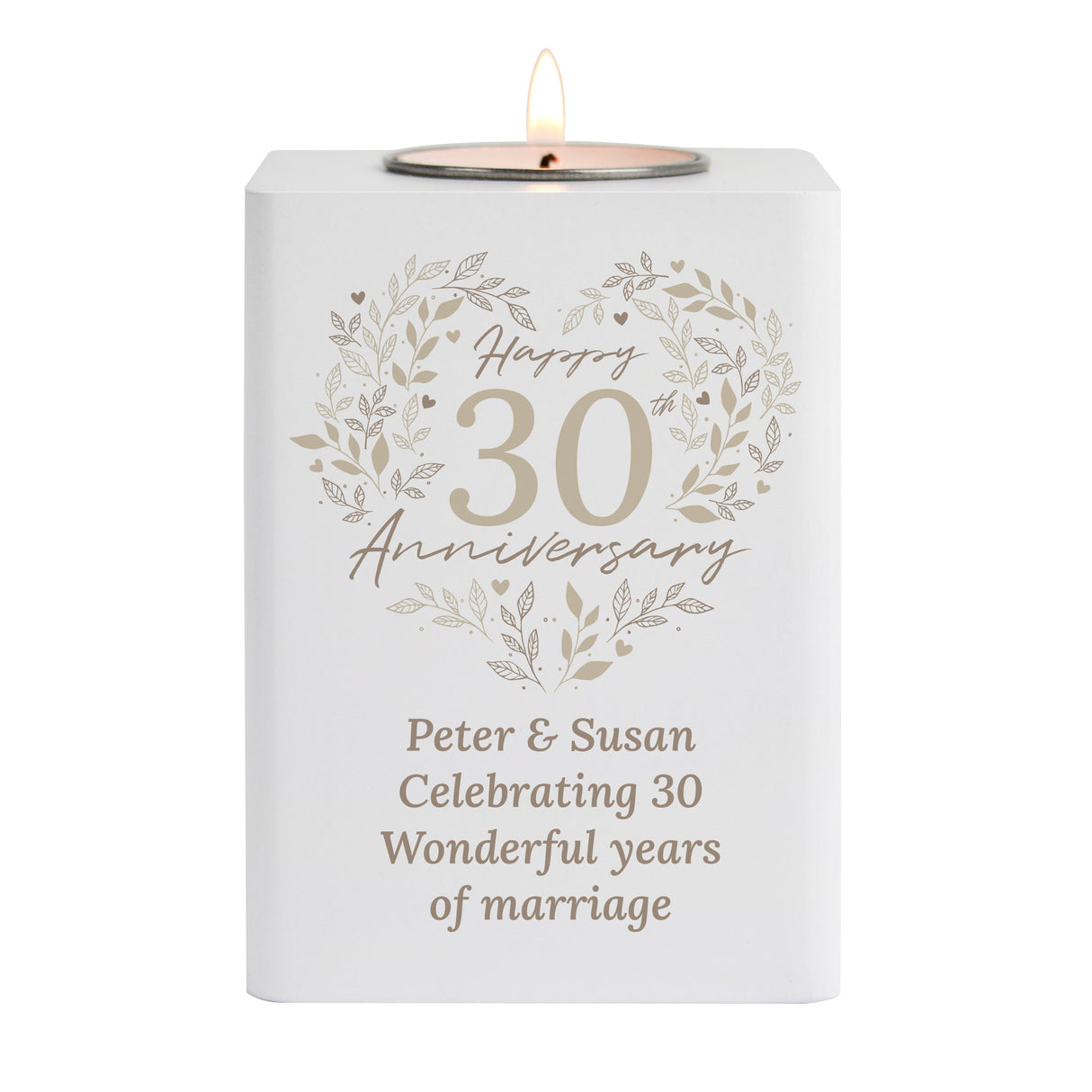 Personalised 30th Pearl Wedding Anniversary Tea Light Holder: 5 - Candle Holders By Gift Moments