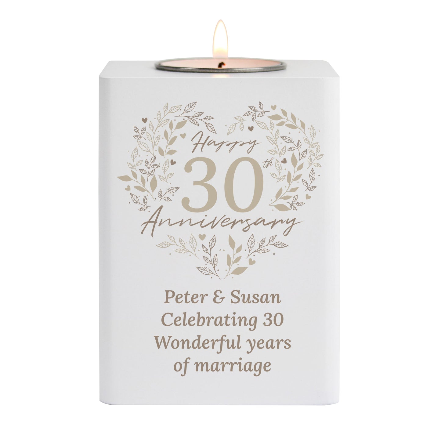 Personalised 30th Pearl Wedding Anniversary Tea Light Holder: 5 - Candle Holders By Gift Moments