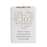 Personalised 30th Pearl Wedding Anniversary Tea Light Holder: 5 - Candle Holders By Gift Moments