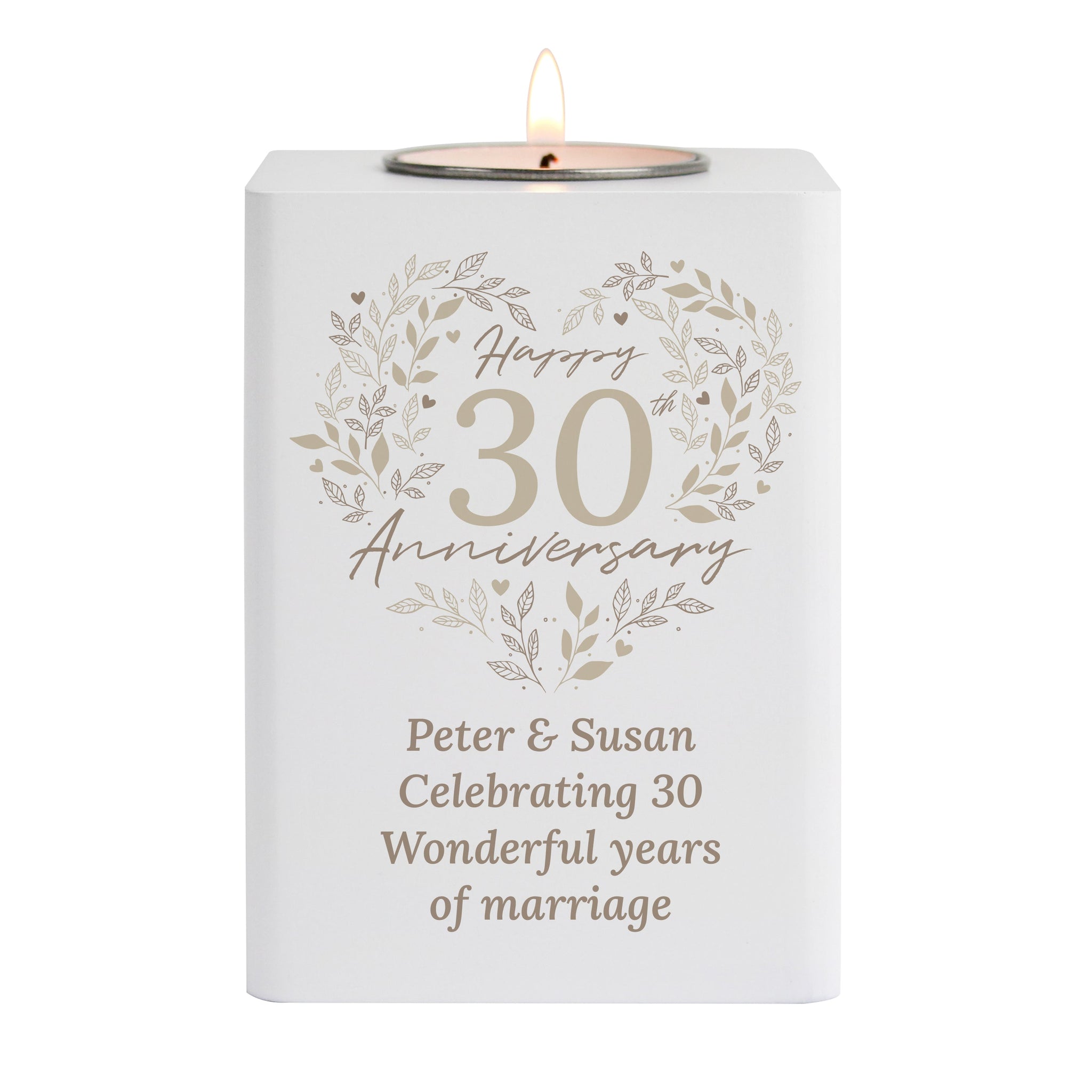 Personalised 30th Pearl Wedding Anniversary Tea Light Holder: 5 - Candle Holders By Gift Moments
