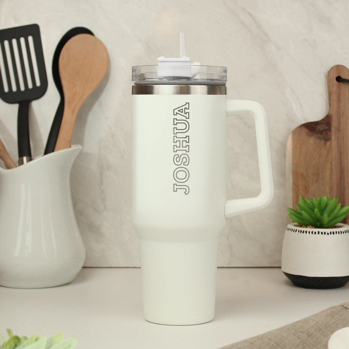 Personalised 40oz White Travel Cup: 5 - Travel Mugs By Gift Moments