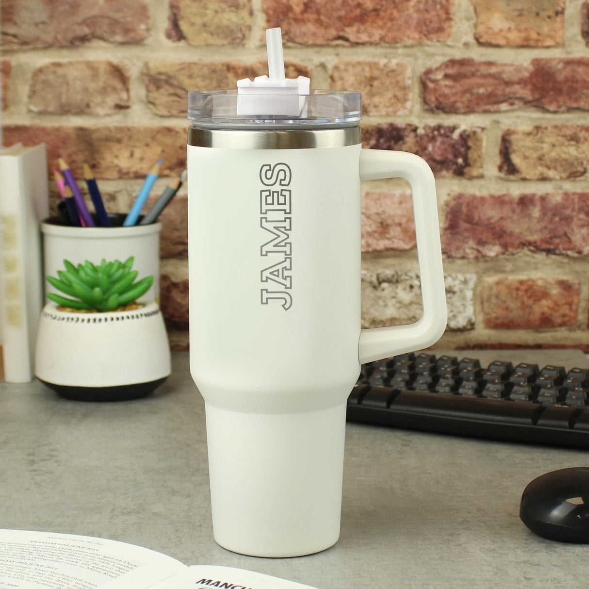Personalised 40oz White Travel Cup: 1 - Travel Mugs By Gift Moments